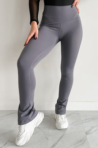 Curvy Confidence High Rise Flare Legging (Charcoal) - NanaMacs