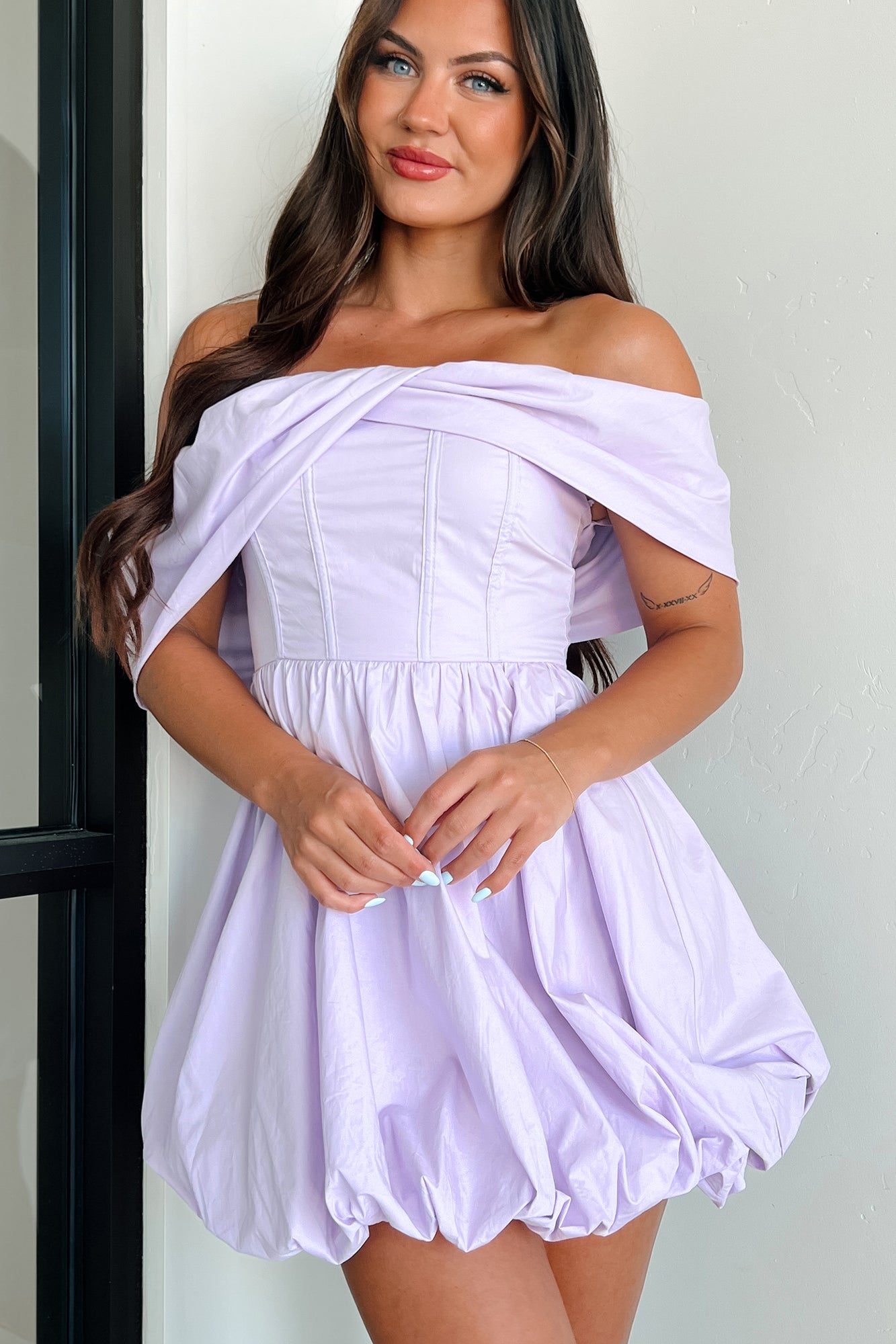 Major Charisma Bubble Hem Mini Dress (Lavender) · NanaMacs