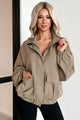 Cool Afternoons Lightweight Zip-Up Jacket (Khaki) - NanaMacs