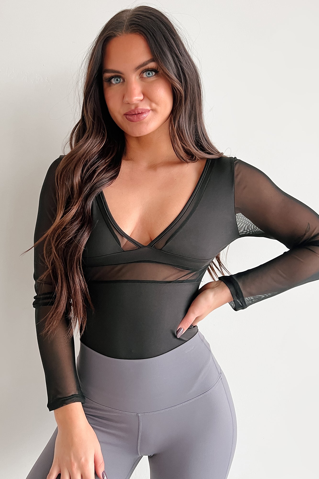 Holding You Responsible Mesh Contrast Bodysuit (Black) - NanaMacs