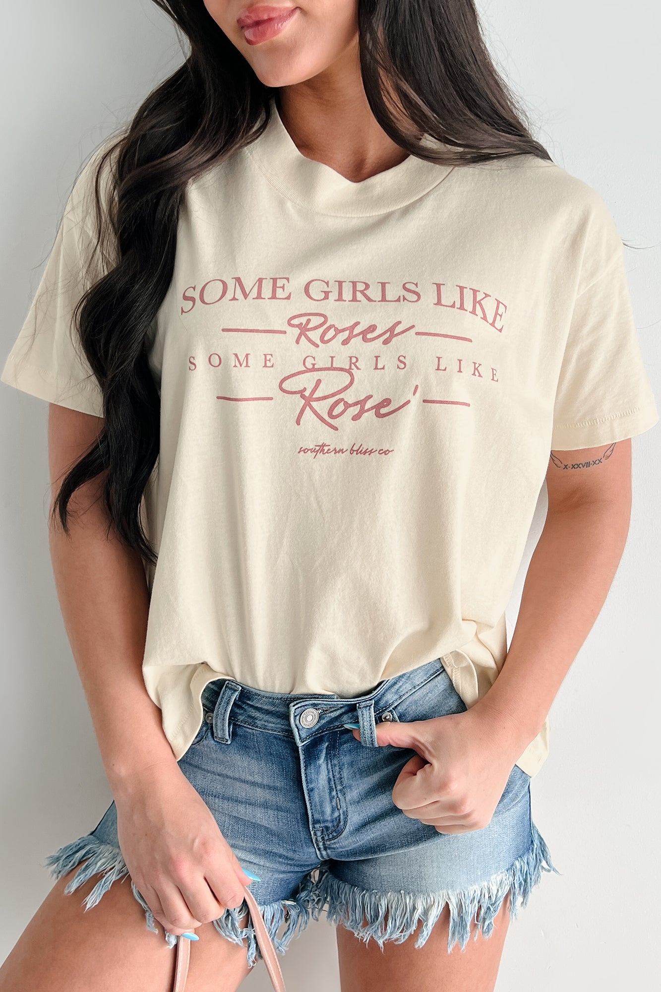 "Some Girls Like Roses" Graphic T-Shirt (Sand) - NanaMacs