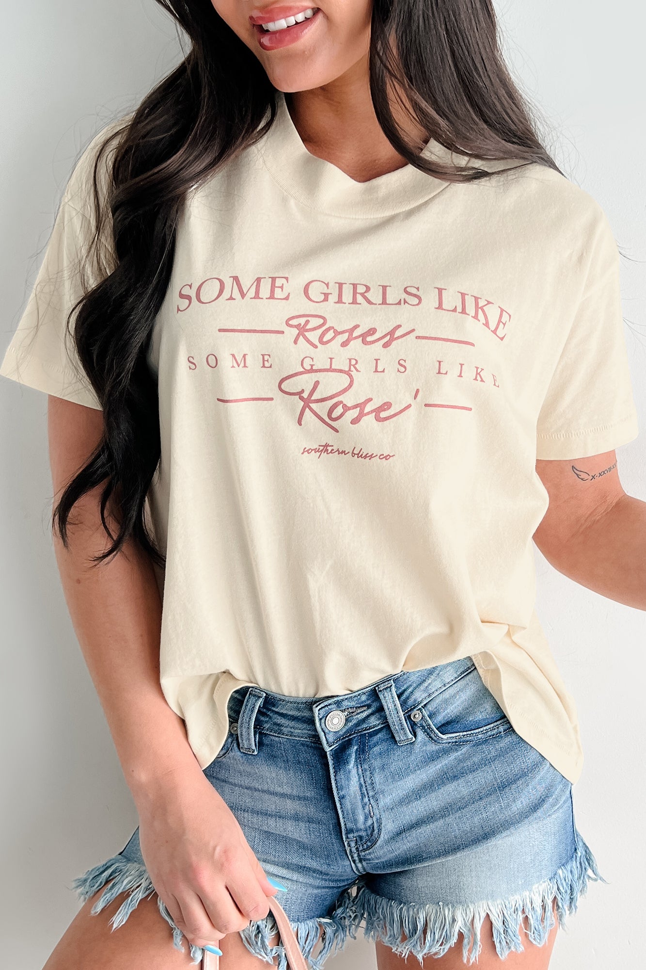 "Some Girls Like Roses" Graphic T-Shirt (Sand) - NanaMacs