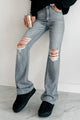 Belmont High Rise Distressed Flare Jeans (Grey) - NanaMacs