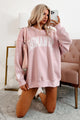 Romantic Ideals Embroidered Lace Graphic Sweatshirt (Light Pink) - NanaMacs