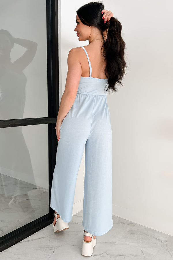 Light As Air Ribbed Wide Leg Jumpsuit (Ice Blue)