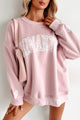 Romantic Ideals Embroidered Lace Graphic Sweatshirt (Light Pink) - NanaMacs