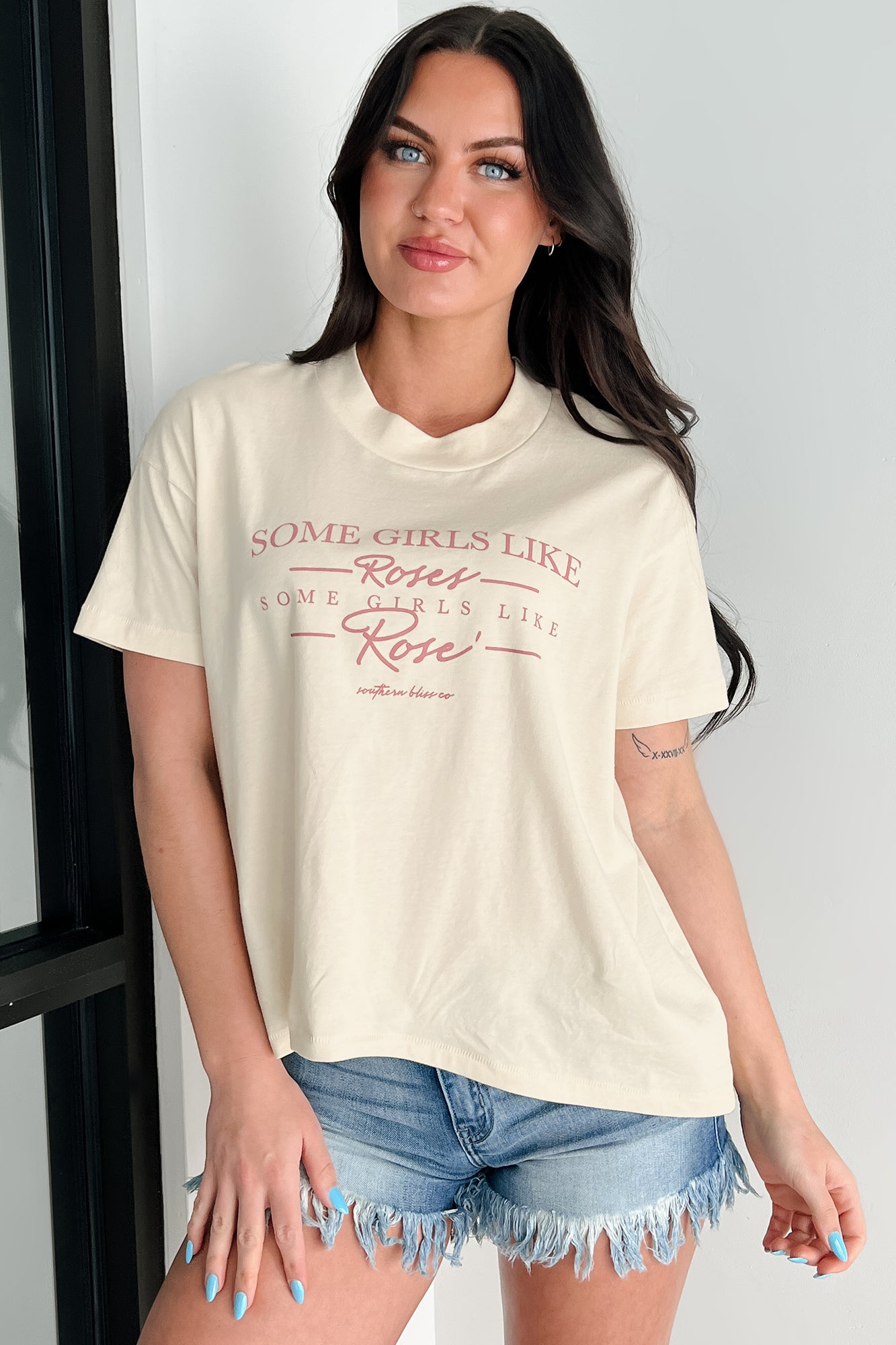 "Some Girls Like Roses" Graphic T-Shirt (Sand) - NanaMacs