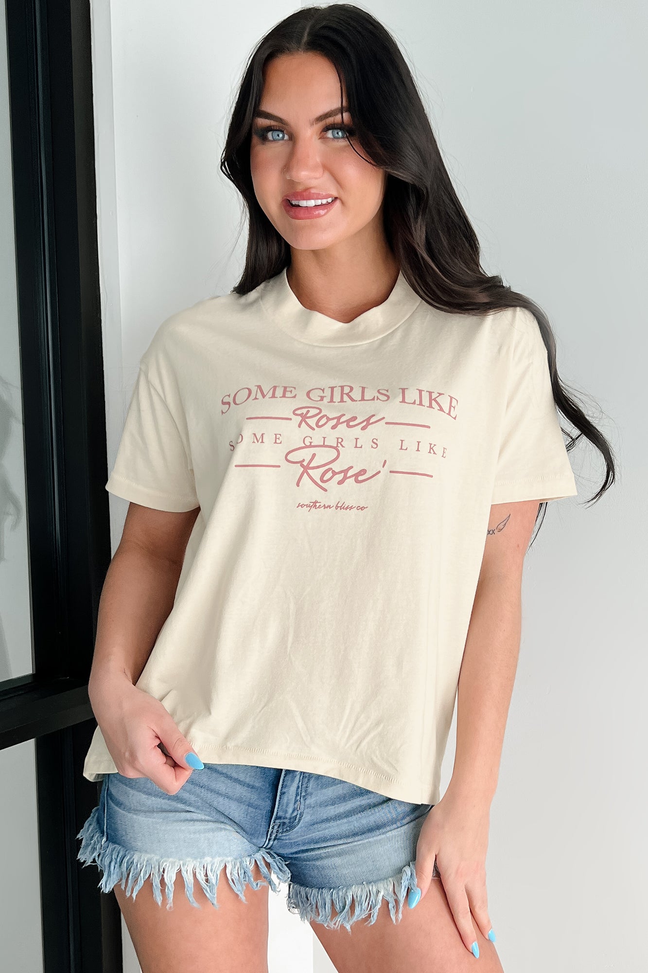 "Some Girls Like Roses" Graphic T-Shirt (Sand) - NanaMacs