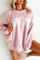 Romantic Ideals Embroidered Lace Graphic Sweatshirt (Light Pink) - NanaMacs