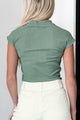 Savoring Simplicity High Neck Crop Top (Sage) - NanaMacs