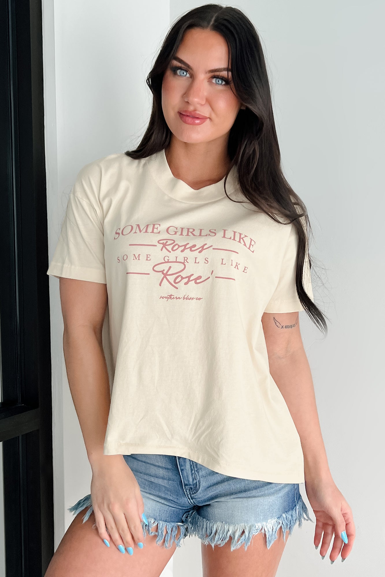 "Some Girls Like Roses" Graphic T-Shirt (Sand) - NanaMacs