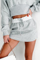 Sporty & Spicy Fleece Knit Paperbag Mini Skirt (Heather Grey) - NanaMacs