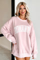 Romantic Ideals Embroidered Lace Graphic Sweatshirt (Light Pink) - NanaMacs