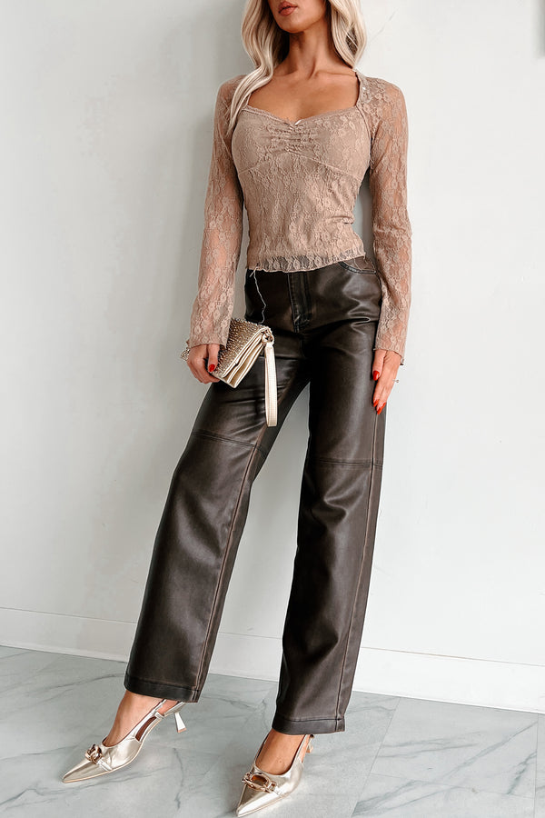 Baddie With An Attitude Washed Faux Leather Pants (Brown) - NanaMacs