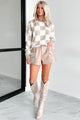 Strategically Stylish Oversized Checker Sweater (Taupe)