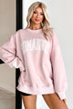 Romantic Ideals Embroidered Lace Graphic Sweatshirt (Light Pink) - NanaMacs