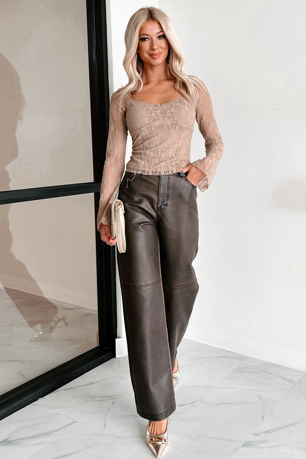 Baddie With An Attitude Washed Faux Leather Pants (Brown) - NanaMacs