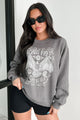 "Roam Free" Oversized Distressed Graphic Sweatshirt (Charcoal)