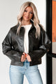 Beckham Washed Faux Leather Jacket (Dark Brown) - NanaMacs