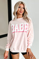 "Babe" Acid Wash Graphic Sweatshirt (Washed Pink) - NanaMacs