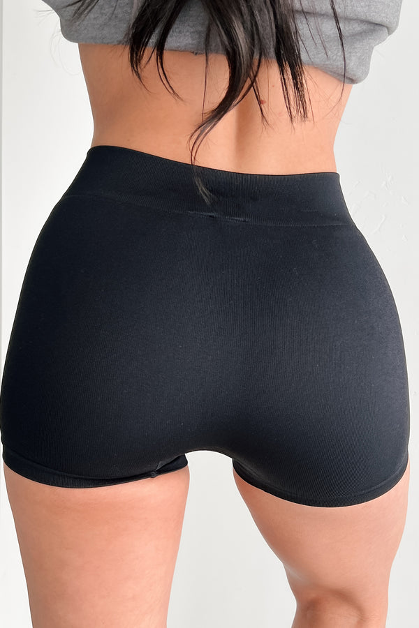 Just Vibing Ribbed Spandex Shorts (Black)