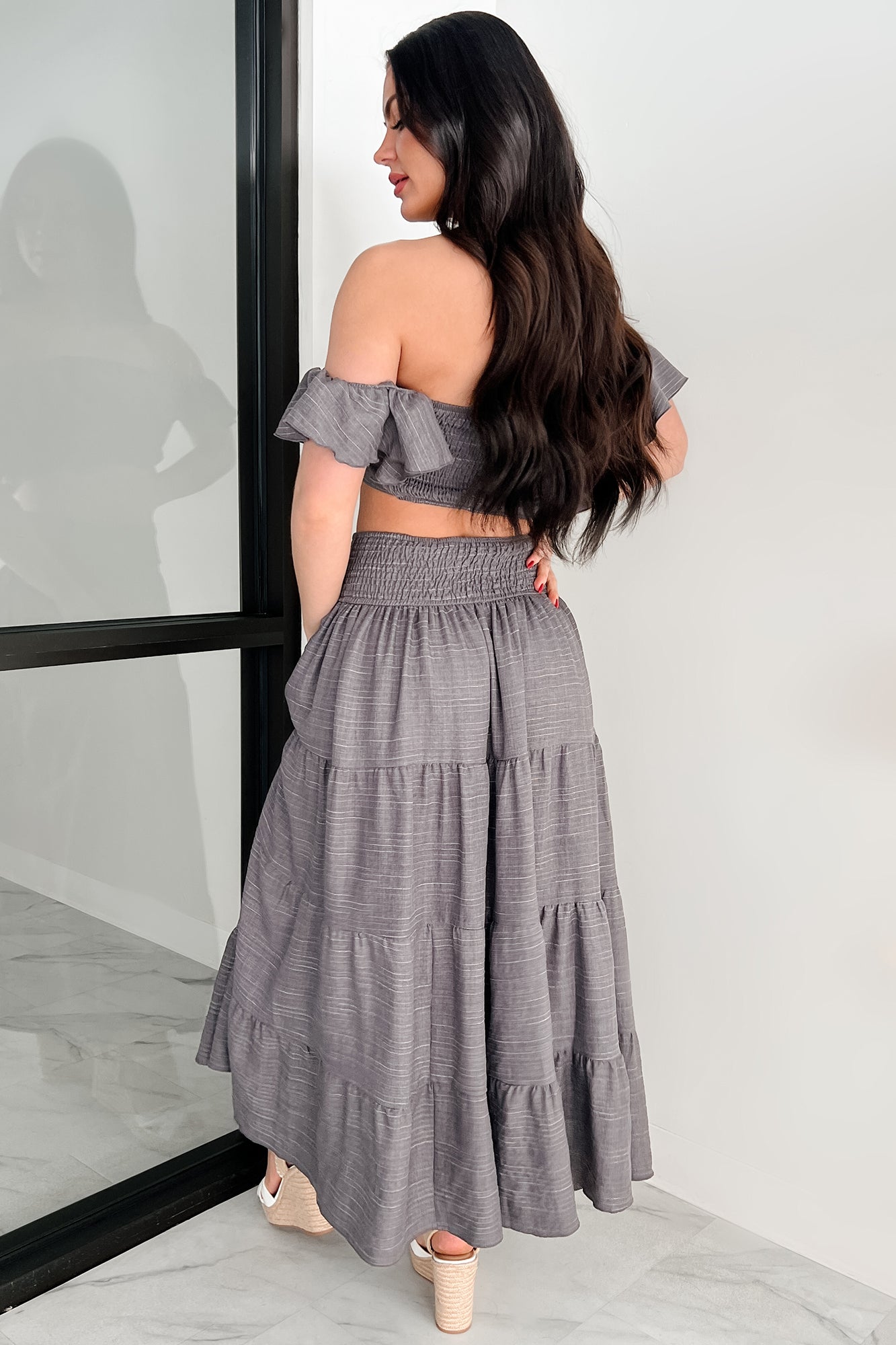 Laugh Till It Hurts Two Piece Ruffle Skirt Set (Charcoal) · NanaMacs