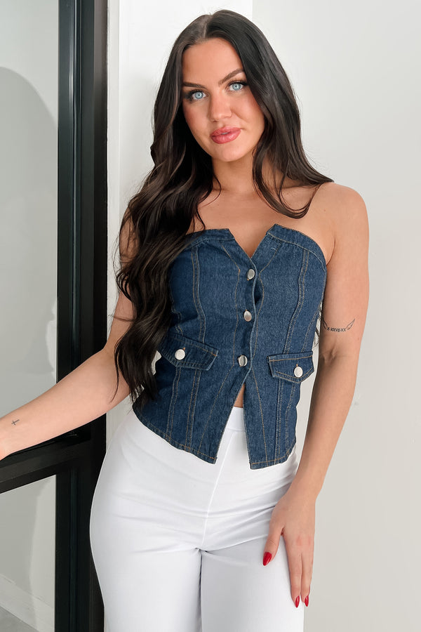 Radiate Strength Strapless Denim Top (Dark) - NanaMacs