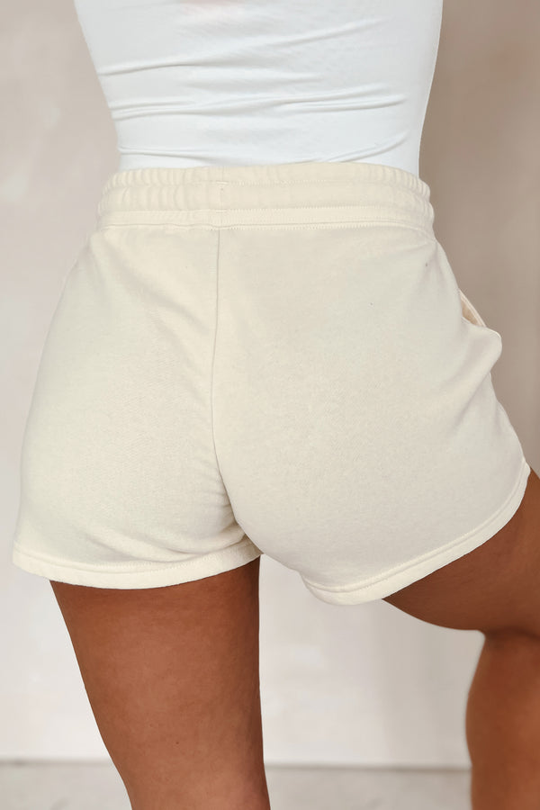 Wave Wash Drawstring Waist Shorts (Bone) - NanaMacs