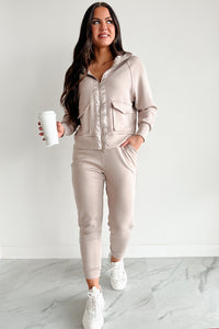 Cool As A Cucumber Hoodie & Sweatpants Set (Taupe) - NanaMacs