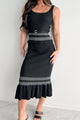 Comfort In The Quiet Rib Knit Midi Dress (Black) - NanaMacs