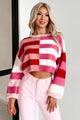 I Chose You Colorblock Crop Sweater (Red/Multi) - NanaMacs