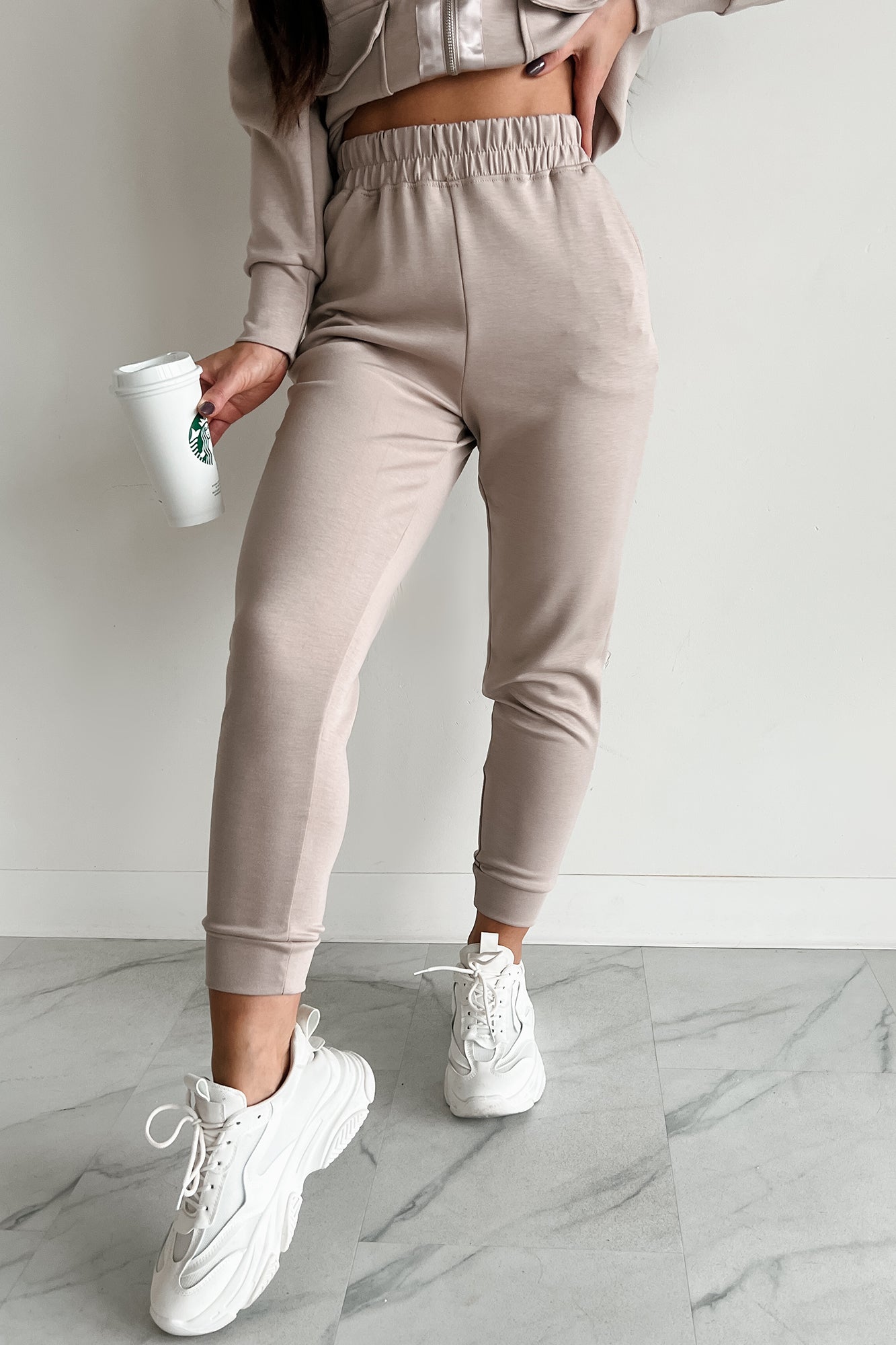 Cool As A Cucumber Hoodie & Sweatpants Set (Taupe) - NanaMacs