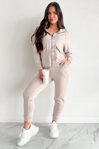 Cool As A Cucumber Hoodie & Sweatpants Set (Taupe) - NanaMacs