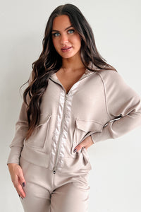Cool As A Cucumber Hoodie & Sweatpants Set (Taupe) - NanaMacs