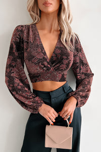 All About The Sparkles Floral Metallic Crop Top (Magenta) - NanaMacs