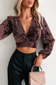 All About The Sparkles Floral Metallic Crop Top (Magenta)