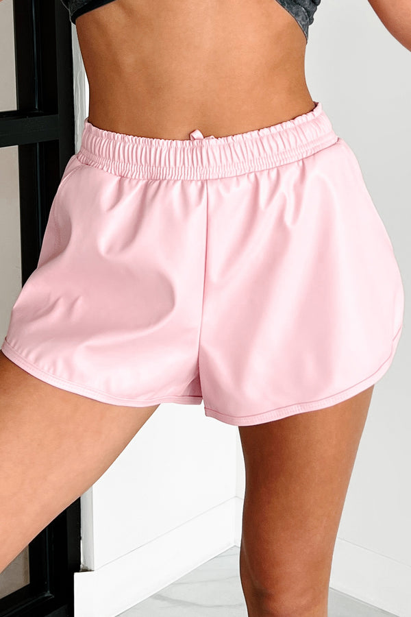 Expected Outcomes Faux Leather Shorts (Pink) - NanaMacs