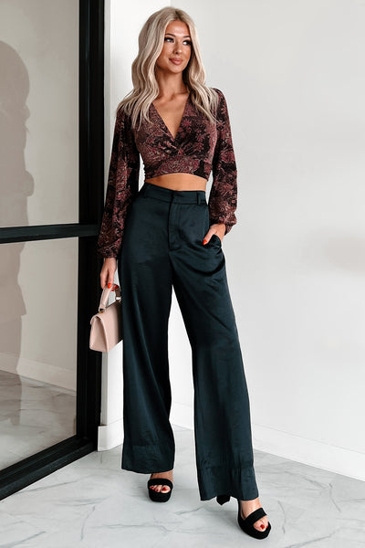 Focus Meetings High Waist Satin Pants (Black)