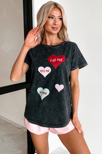 Heartfelt Words Mineral Wash Graphic Tee (Charcoal) - NanaMacs