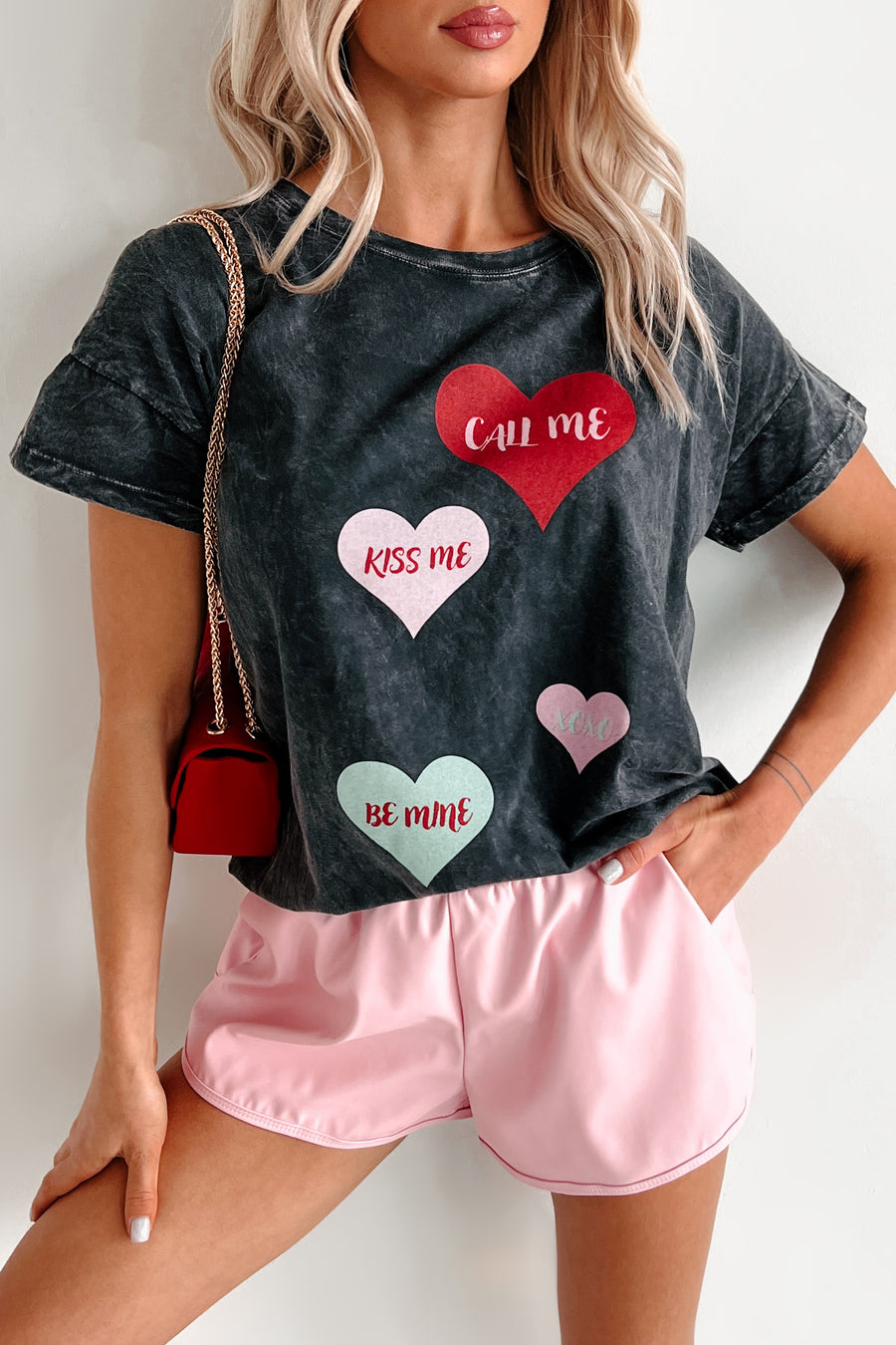 Heartfelt Words Mineral Wash Graphic Tee (Charcoal) - NanaMacs