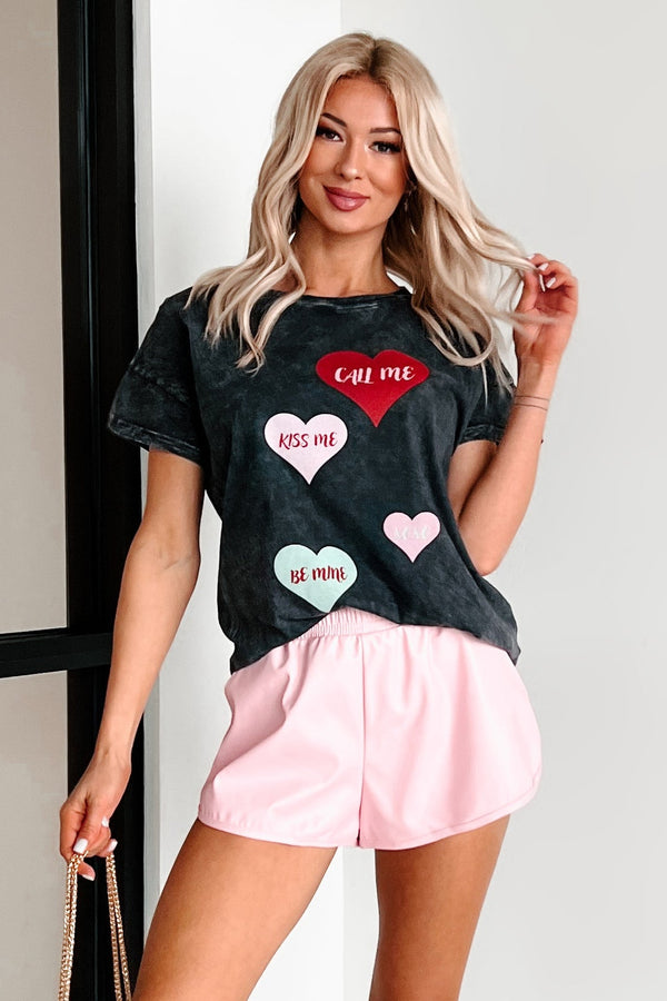Heartfelt Words Mineral Wash Graphic Tee (Charcoal)