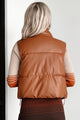 Hit The City Faux Leather Puffer Vest (Dark Camel) - NanaMacs