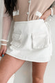 Too Cute To Handle Denim Mini Wrap Skort (Off White)