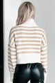 Picking Sides Striped Turtleneck Sweater (Cream/Taupe) - NanaMacs