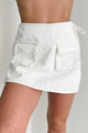 Too Cute To Handle Denim Mini Wrap Skort (Off White)