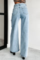 Constant Surprise High Rise Rhinestone Slit Wide Leg Jeans (Light Wash) - NanaMacs