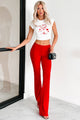 Take Me Home Ribbed Flare Pants (Red)-Ships by 1/20 - NanaMacs