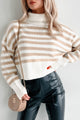 Picking Sides Striped Turtleneck Sweater (Cream/Taupe) - NanaMacs