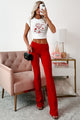 Take Me Home Ribbed Flare Pants (Red)-Ships by 1/20 - NanaMacs