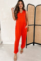 Key West Casual Slouchy Sleeveless Jumpsuit (Red) - NanaMacs